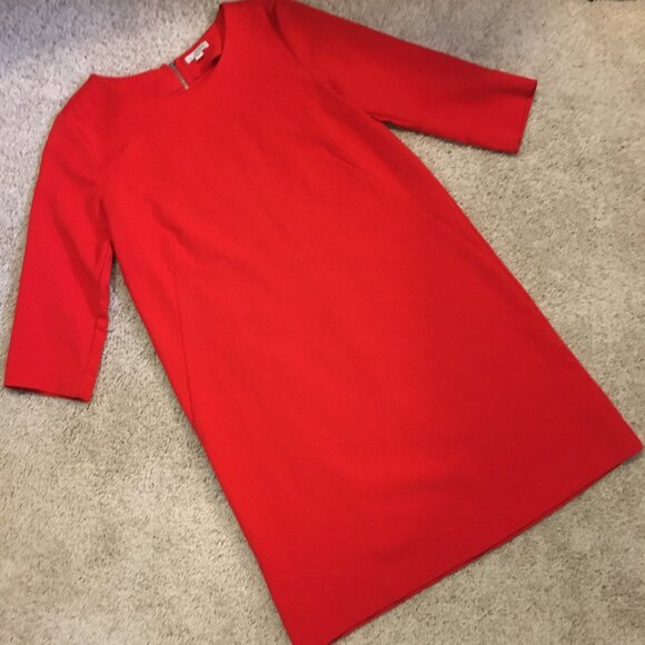 Poppy Red 3/4 Sleeve Shift Dress - Picture 9 of 13